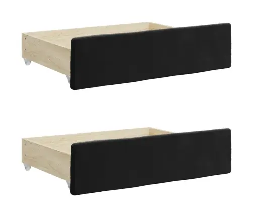 Lova Su Ištraukiama Dalimi/Stalčiais, Juoda, 90X200cm Aksomas