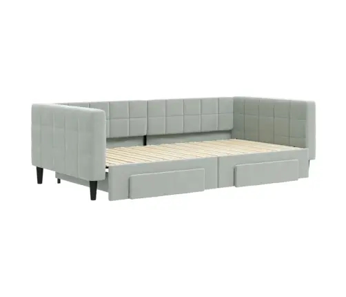 Diivanvoodi Väljatõmmatava Osa Ja Sahtlitega, Helehall, Samet