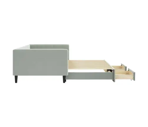 Diivanvoodi Väljatõmmatava Osa Ja Sahtlitega, Helehall, Samet