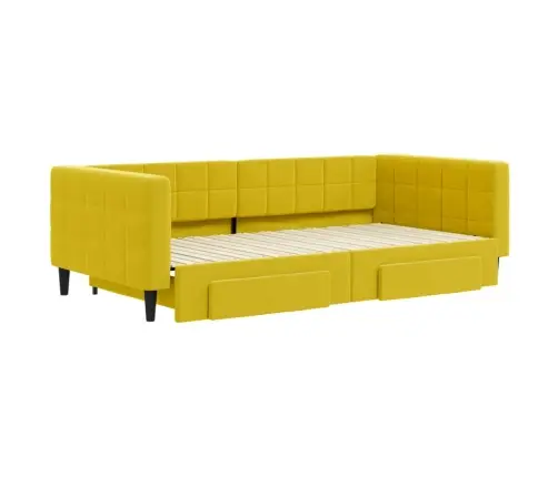 Ištraukiama Lova Su Stalčiais, Geltona, 100X200cm Aksomas