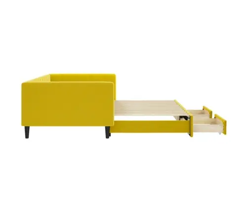Ištraukiama Lova Su Stalčiais, Geltona, 100X200cm Aksomas