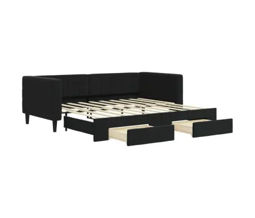 Diivanvoodi Väljatõmmatava Osaga, Must, 90X190 cm Samet