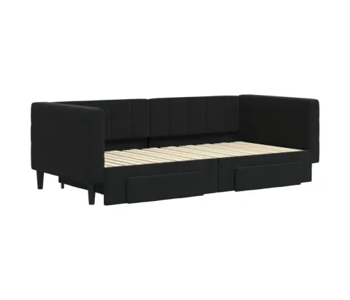 Diivanvoodi Väljatõmmatava Osaga, Must, 90X190 cm Samet