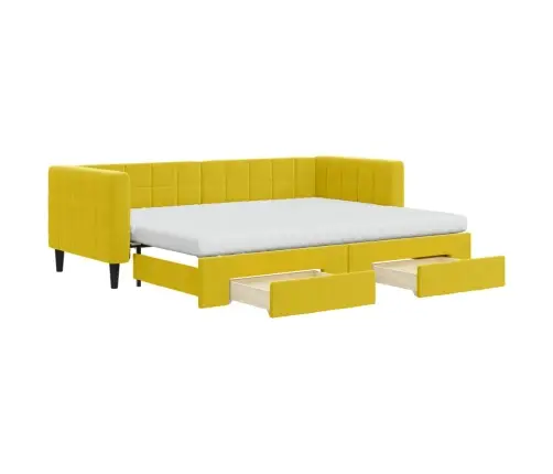 Izvelkams Dīvāns Ar Atvilktnēm, Dzeltens, 80X200 Cm, Samts Vidaxl