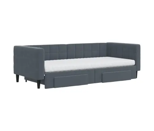 Diivanvoodi Väljatõmmatav/Sahtlitega Tumehall 90X200 cm Samet