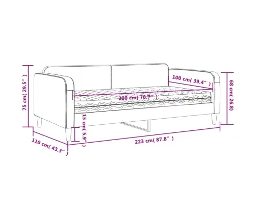 Dīvāngulta Ar Matraci, Tumši Pelēks Audums, 100X200 Cm Vidaxl