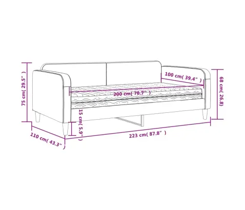 Dīvāngulta Ar Matraci, Pelēkbrūns Audums, 100X200 Cm Vidaxl Dīvāngulta Ar Matraci, Pelēkbrūns Audums, 100X200 Cm Vidaxl