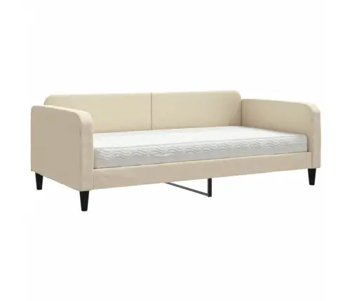 Dīvāngulta Ar Matraci, Krēmkrāsas Audums, 100X200 Cm Vidaxl