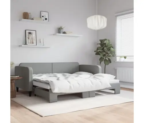 Diivanvoodi Väljatõmmatava Osaga, Helehall, 90X200 cm Kangas