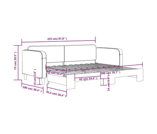 Dīvāngulta Bez Matrača, Tumši Pelēks, 90X200 Cm Vidaxl