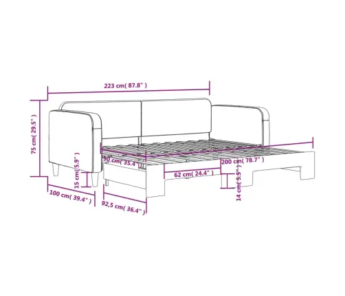 Izvelkams Dīvāns, Pelēkbrūns, 90X200 Cm, Audums Vidaxl