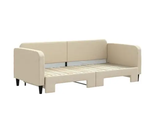 Izvelkams Dīvāns, Krēmkrāsas, 90X200 Cm, Audums Vidaxl Izvelkams Dīvāns, Krēmkrāsas, 90X200 Cm, Audums Vidaxl