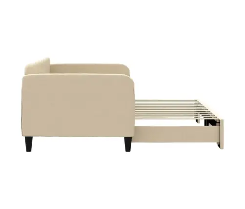 Izvelkams Dīvāns, Krēmkrāsas, 90X200 Cm, Audums Vidaxl Izvelkams Dīvāns, Krēmkrāsas, 90X200 Cm, Audums Vidaxl