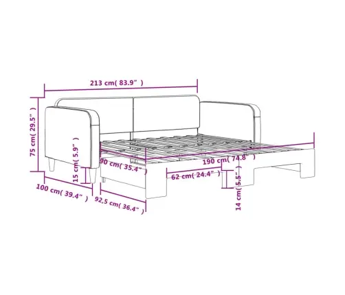 Izvelkams Dīvāns, Tumši Pelēks, 90X190 Cm, Audums Vidaxl
