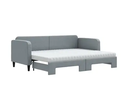 Lova Su Ištraukiama Dalimi/Čiužiniu, Pilka, 80X200cm Audinys