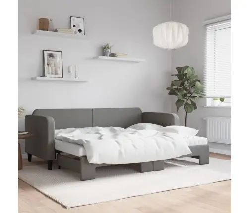 Izvelkama Dīvāngulta Ar Matraci, Tumši Pelēks Audums, 80X200 Cm Vidaxl