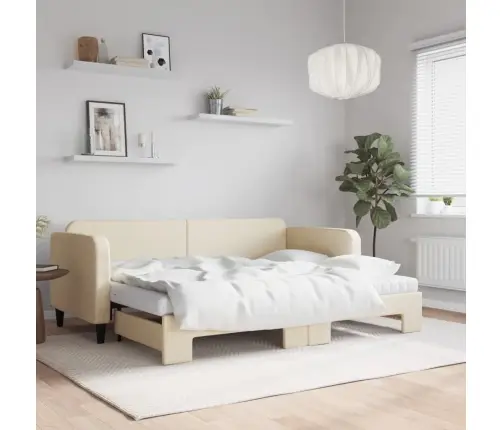 Dīvāngulta Ar Matraci, Krēmkrāsas Audums, 80X200 Cm Vidaxl