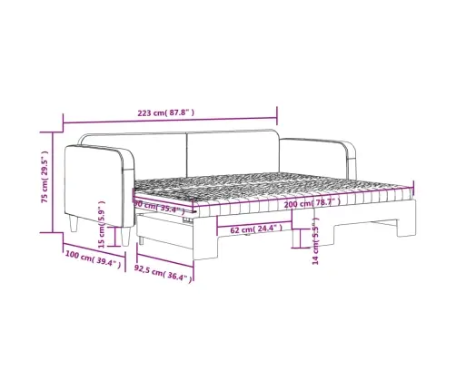Diivanvoodi Madratsiga, Helehall, 90X200 cm Kangas