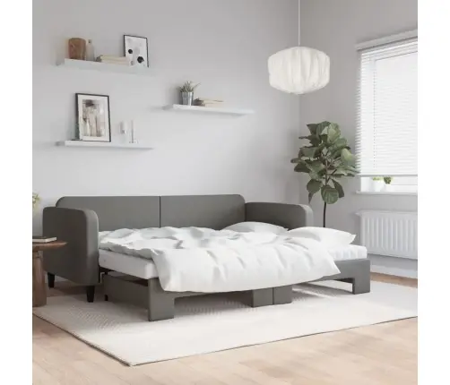 Dīvāngulta Ar Matraci, Tumši Pelēks Audums, 90X200 Cm Vidaxl