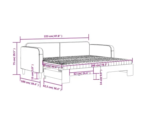 Diivanvoodi Väljatõmmatava Osaga, Must, 90X200 cm Kangas