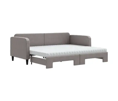 Lova Su Ištraukiama Dalimi/Čiužiniu, Taupe, 90X200cm Audinys