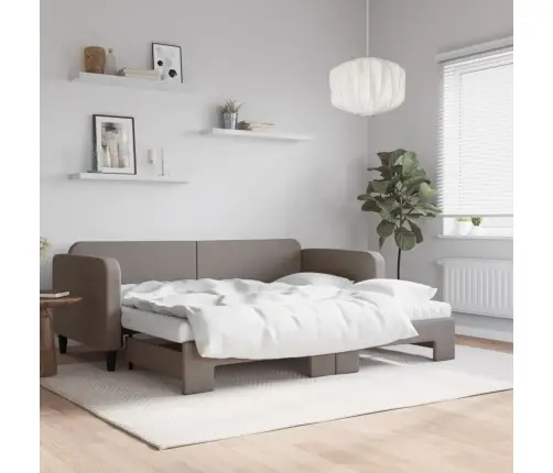 Lova Su Ištraukiama Dalimi/Čiužiniu, Taupe, 90X200cm Audinys