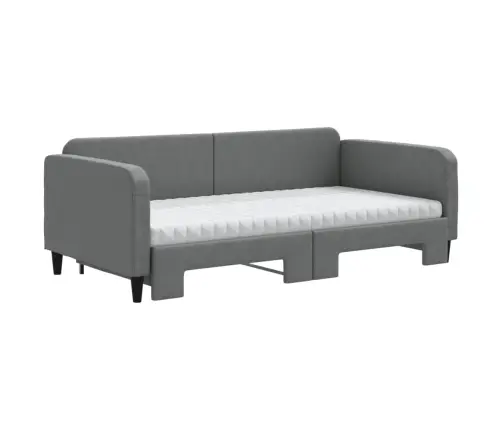 Lova Su Ištraukiama Dalimi/Čiužiniu, Pilka, 100X200cm Audinys