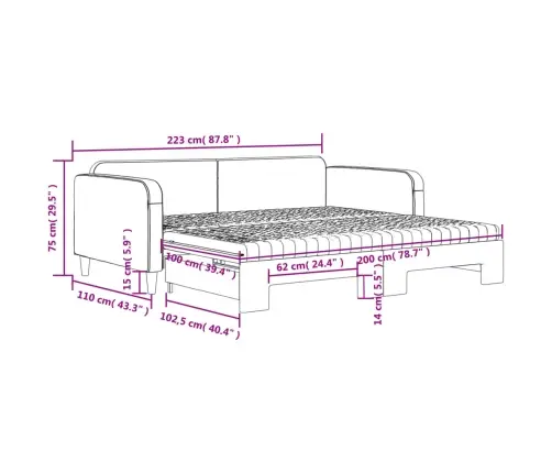 Diivanvoodi Väljatõmmatava Osaga, Must, 100X200 cm Kangas