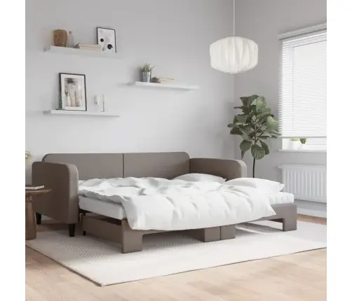 Lova Su Ištraukiama Dalimi/Čiužiniu, Taupe, 100X200cm Audinys