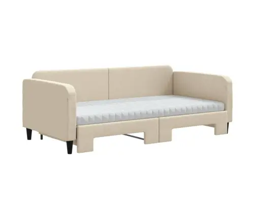 Dīvāngulta Ar Matraci, Krēmkrāsas Audums, 100X200 Cm Vidaxl