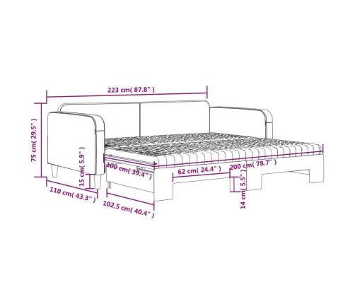 Dīvāngulta Ar Matraci, Krēmkrāsas Audums, 100X200 Cm Vidaxl