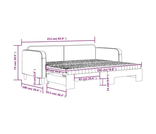 Diivanvoodi Väljatõmmatava Osaga, Tumehall, 90X190 cm Kangas
