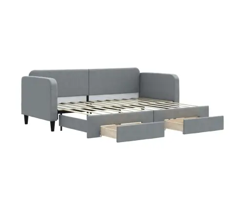 Izvelkams Dīvāns Ar Atvilktnēm, Gaiši Pelēks, 80X200 Cm, Audums Vidaxl