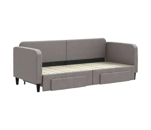Izvelkams Dīvāns Ar Atvilktnēm, Pelēkbrūns Audums, 80X200 Cm Vidaxl
