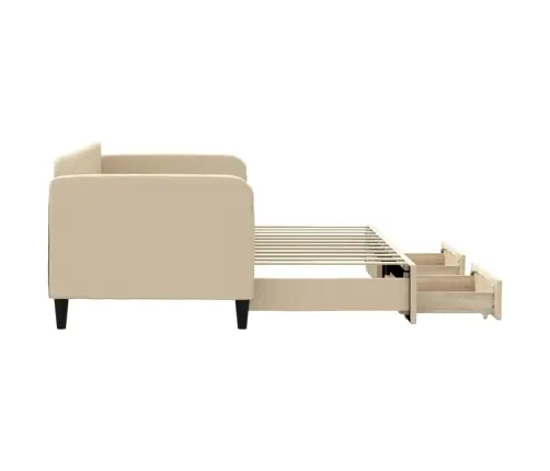 Izvelkams Dīvāns Ar Atvilktnēm, Krēmkrāsas Audums, 80X200 Cm Vidaxl