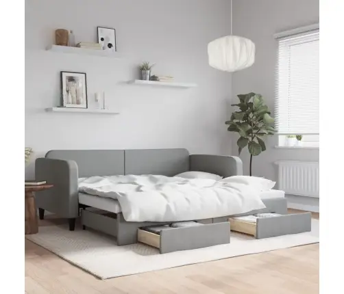 Väljatõmmatav Diivanvoodi, Helehall, 90X200 cm Kangas