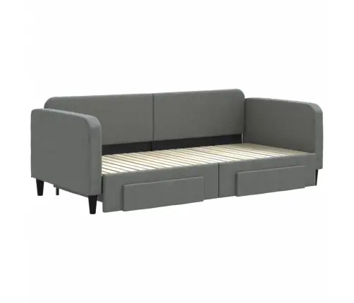 Gulta Ar Atvilktnēm, Bez Matrača, Tumši Pelēks, 90X200 Cm Vidaxl