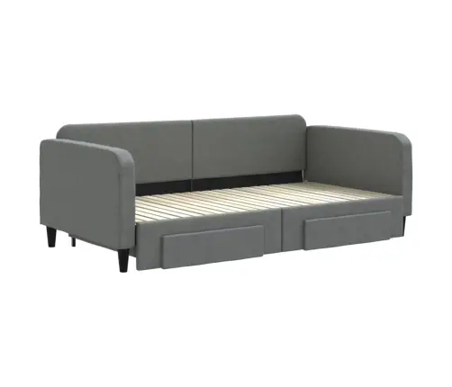 Lova Su Ištraukiama Dalimi/Stalčiais, Pilka, 100X200cm Audinys