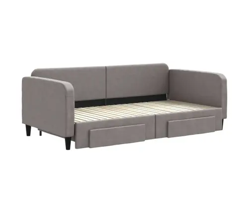 Izvelkams Dīvāns Ar Atvilktnēm, Pelēkbrūns Audums, 100X200 Cm Vidaxl
