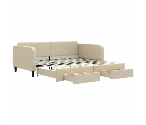 Ištraukiama Lova Su Stalčiais, Kreminė, 100X200cm Audinys