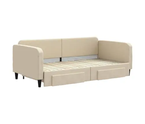 Ištraukiama Lova Su Stalčiais, Kreminė, 100X200cm Audinys