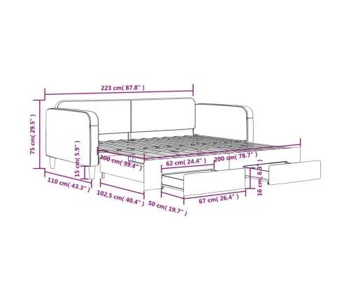 Ištraukiama Lova Su Stalčiais, Kreminė, 100X200cm Audinys