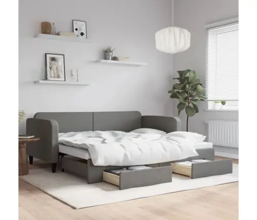 Diivanvoodi Väljatõmmatava Osaga, Tumehall, 90X190 cm Kangas