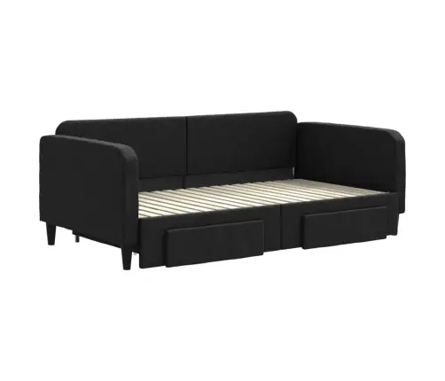 Izvelkams Dīvāns Ar Atvilktnēm, Melns, 90X190 Cm, Audums Vidaxl