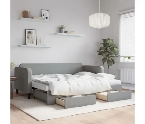 Väljatõmmatav Diivanvoodi, Helehall, 80X200 cm Kangas