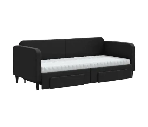 Izvelkams Dīvāns Ar Atvilktnēm, Melns, 80X200 Cm, Audums Vidaxl