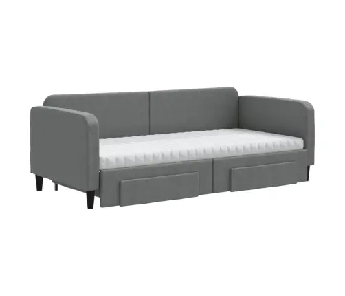 Lova Su Ištraukiama Dalimi/Stalčiais, Pilka, 90X200cm Audinys