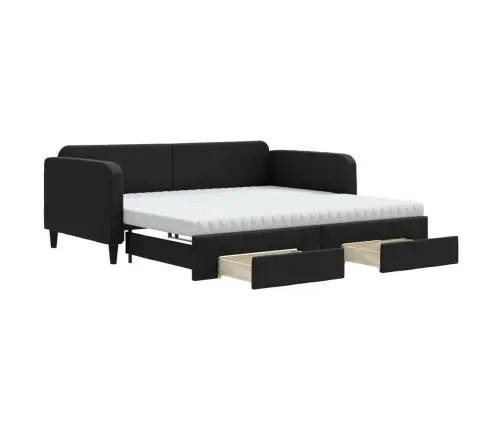 Diivanvoodi Väljatõmmatava Osaga, Must, 100X200 cm Kangas