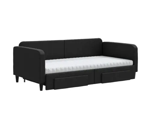 Diivanvoodi Väljatõmmatava Osaga, Must, 100X200 cm Kangas
