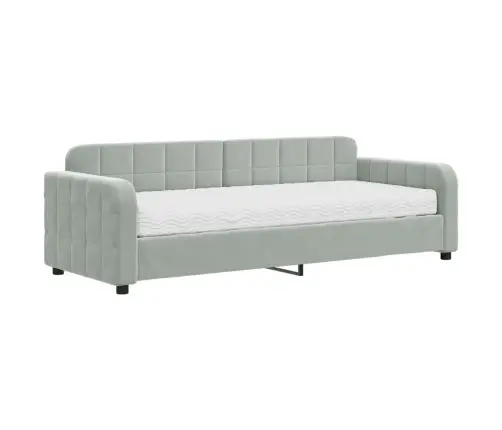 Dīvāngulta Ar Matraci, Gaiši Pelēks Samts, 80X200 Cm Vidaxl